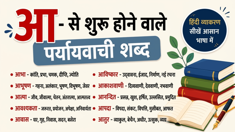 आ से शुरू होने वाले पर्यायवाची शब्द (Paryayvachi Shabd)