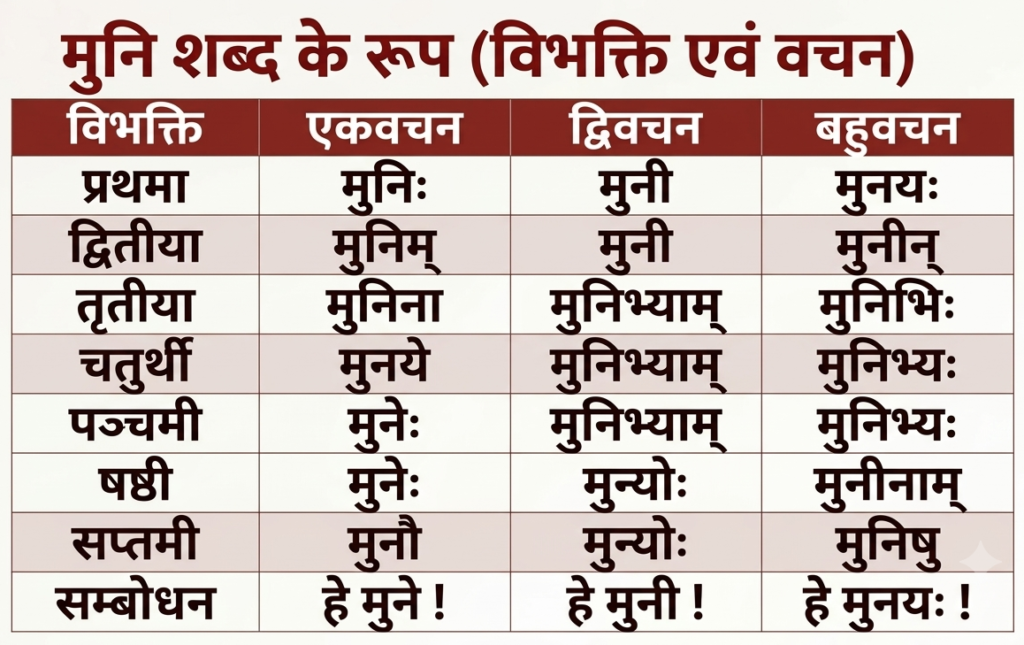 मुनि शब्द रूप (Muni Shabd Roop)