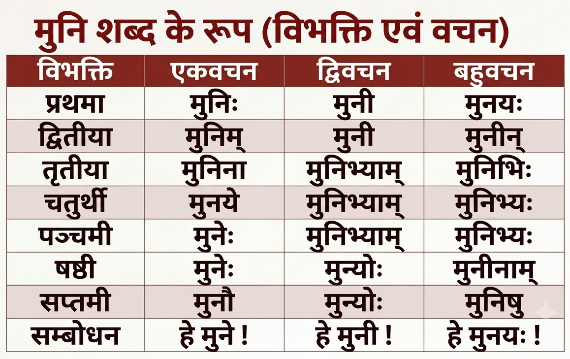 मुनि शब्द रूप (Muni Shabd Roop)